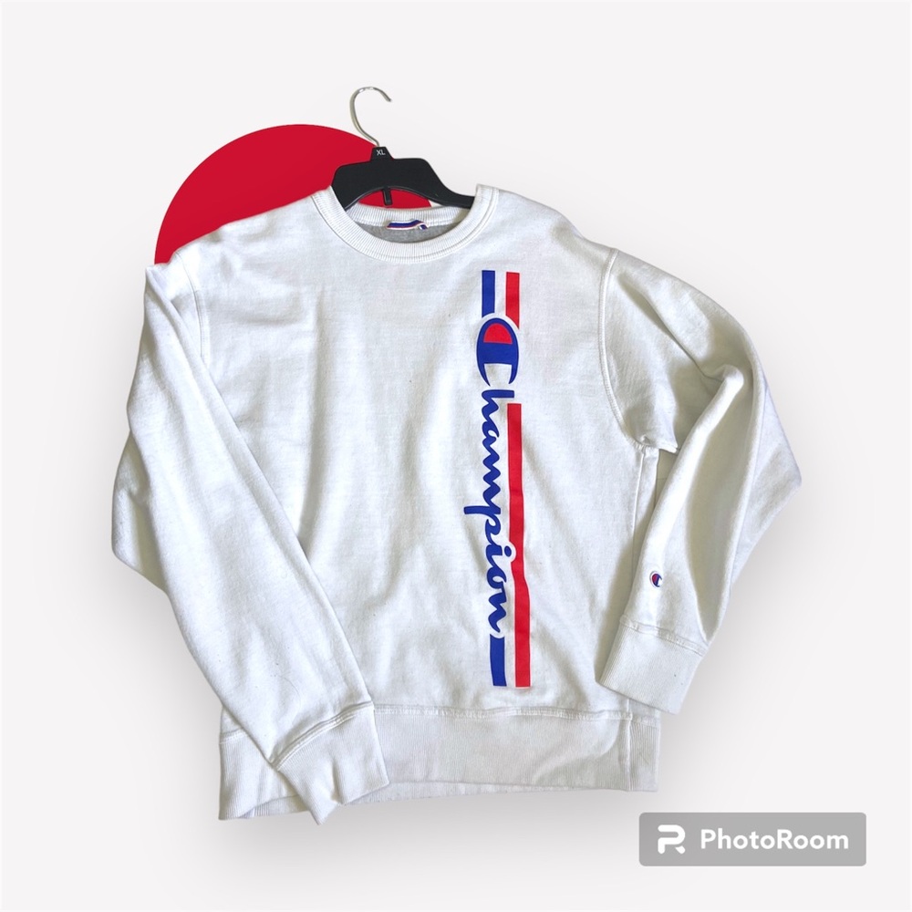 Champion Men's Sweatshirt White Crewneck Size Medium